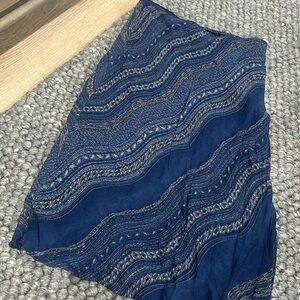 Henna Vintage Blue Printed Midi Skirt Size Small